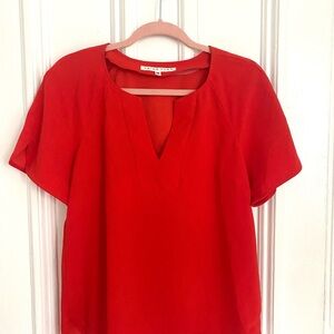 Trina Turk V-Neck Short Sleeve Blouse